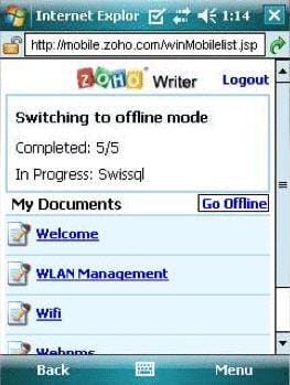 Zoho Writer windows mobile