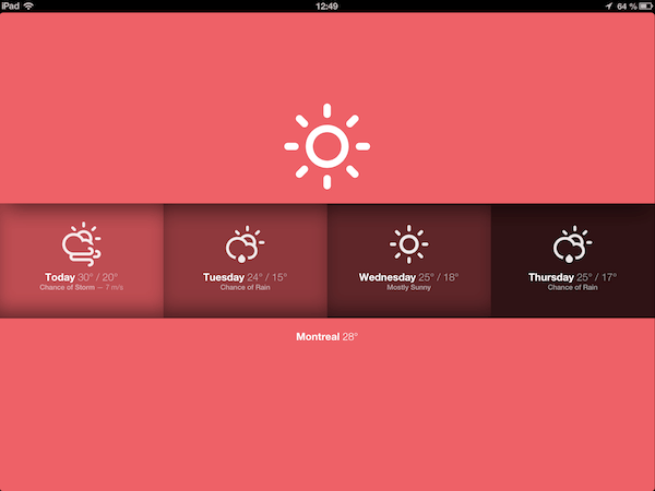 iPad – iPhone : Sun, une superbe application Web météo