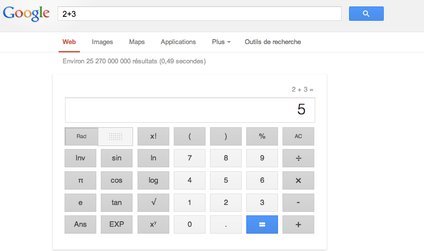 Google : la calculatrice arrive sur les versions francophones de Google