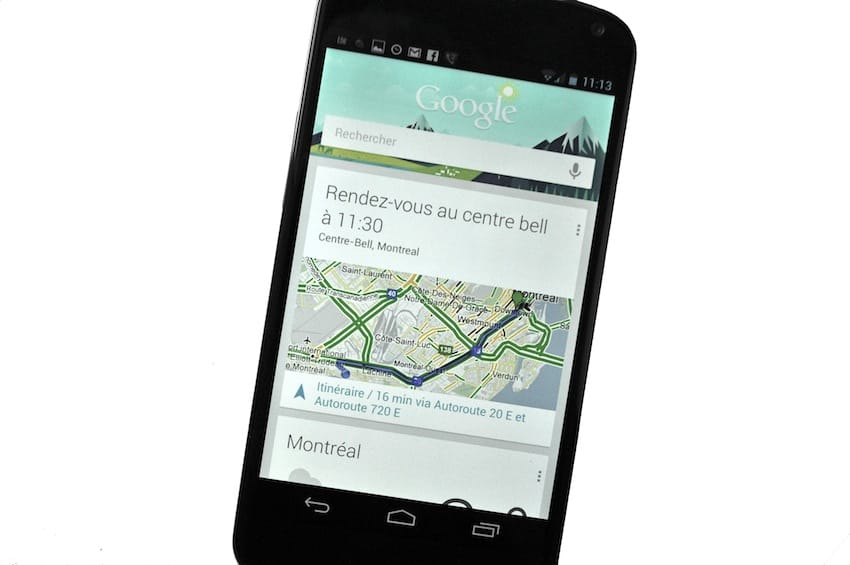 Un widget Google Now apparaît sur la documentation du Nexus 4 et 10