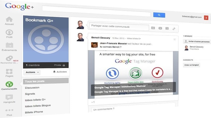 Google+ : utilisez une communauté privée comme système de bookmarks