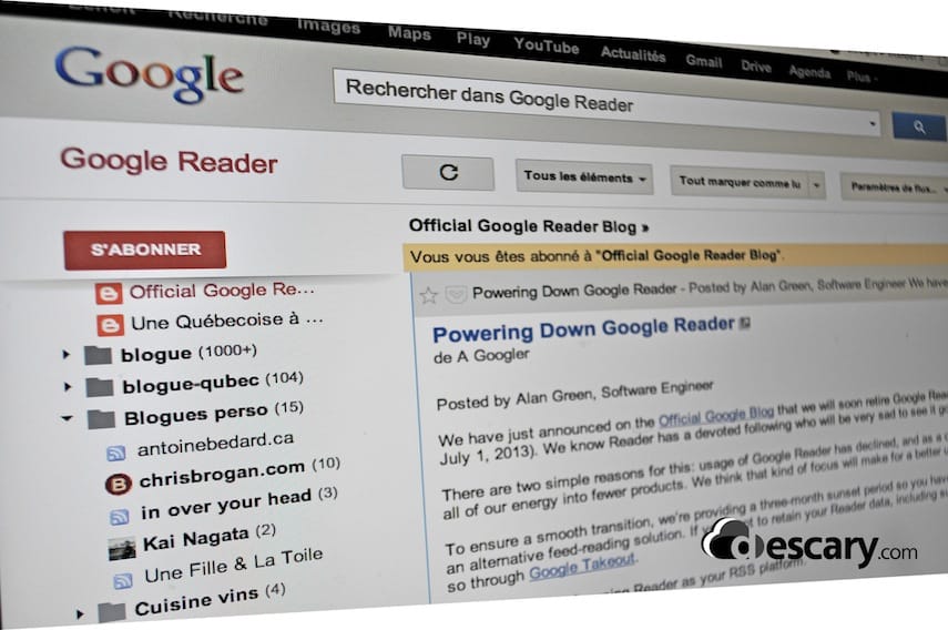 Google fermera Google Reader le premier juillet