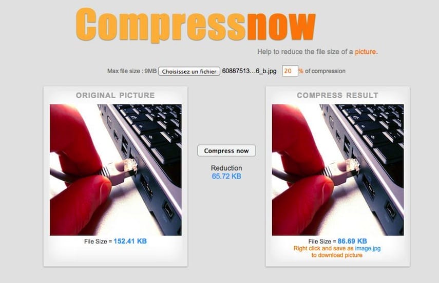 Compressnow, un service Web qui vous permet de réduire le poids de vos images