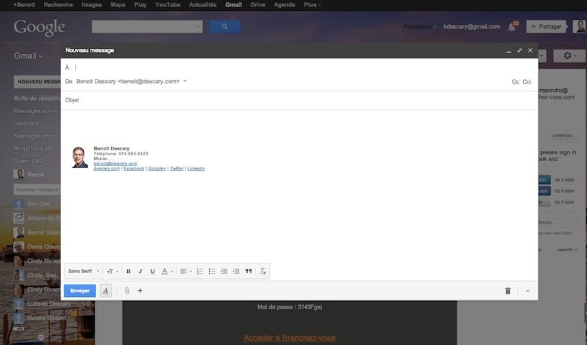 Gmail: la fenêtre de rédaction de messages offre à nouveau un mode plein écran