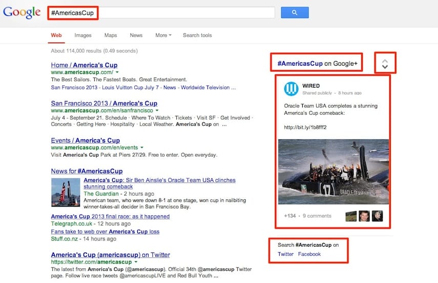Google: les #hashtags provenant de Google+ apparaissent dans les résultats de recherche de Google