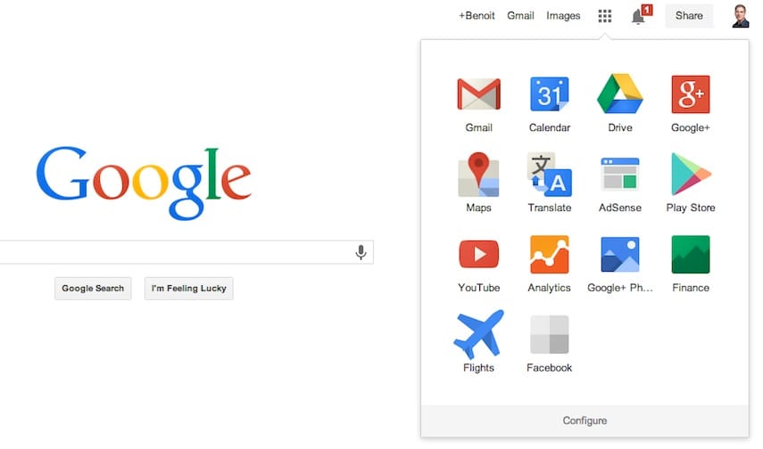 configuere barre application google chrome