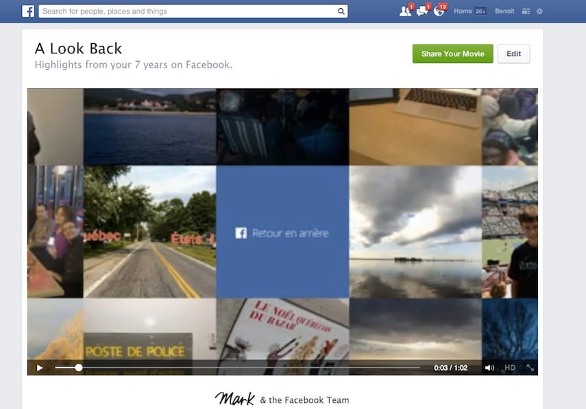Facebook Look Back 200 millions de visionnements et 100 millions de partages