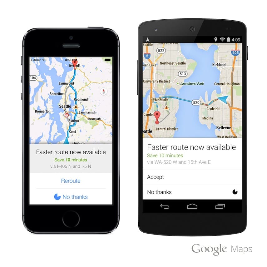 Google Maps pour iPhone et Android vous prévient lorsqu’il y a un itinéraire plus rapide