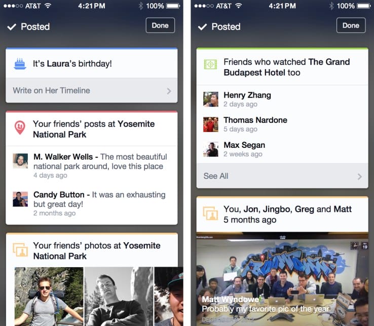 facebook cartes contextuelle
