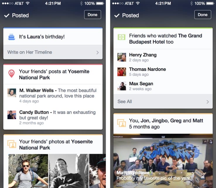 Facebook pour iOS offrira des cartes d’informations contextuelles aux utilisateurs