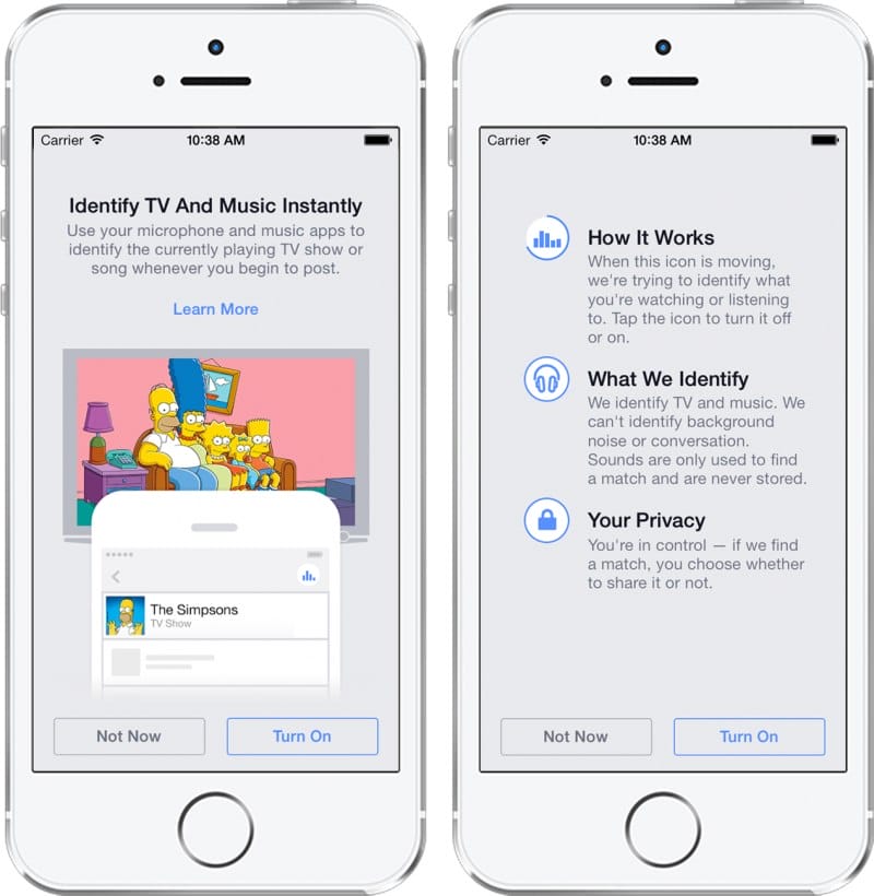 Facebook pour iOS et Android offriront une fonctionnalité similaire à Shazam