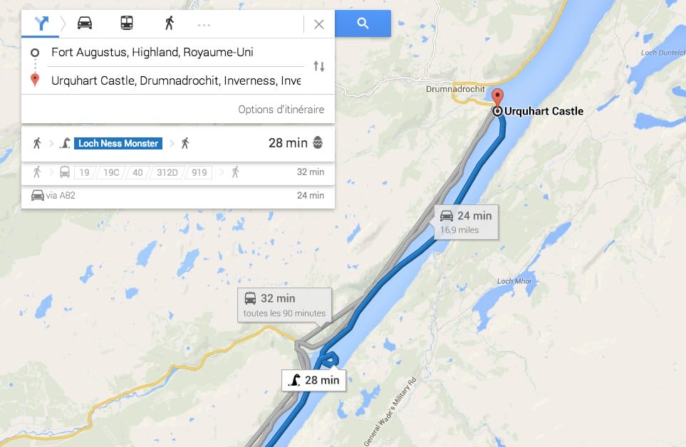 Le monstre du Loch Ness sur Google Maps