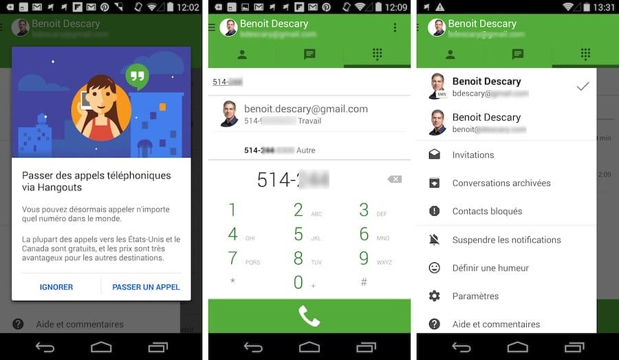 Android : appelez un téléphone fixe ou mobile depuis Hangout