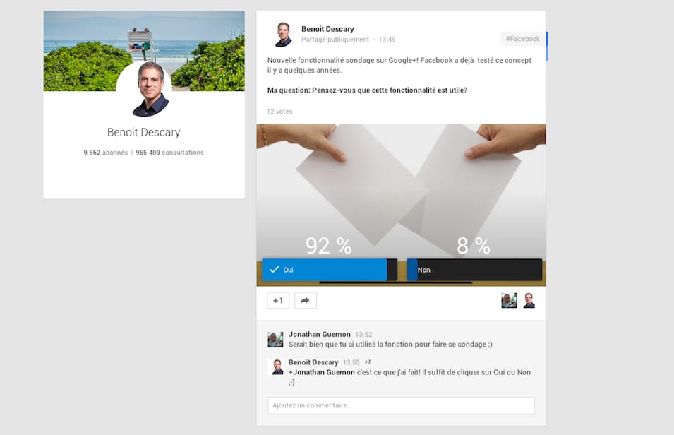 La fonctionnalité sondage arrive sur Google+