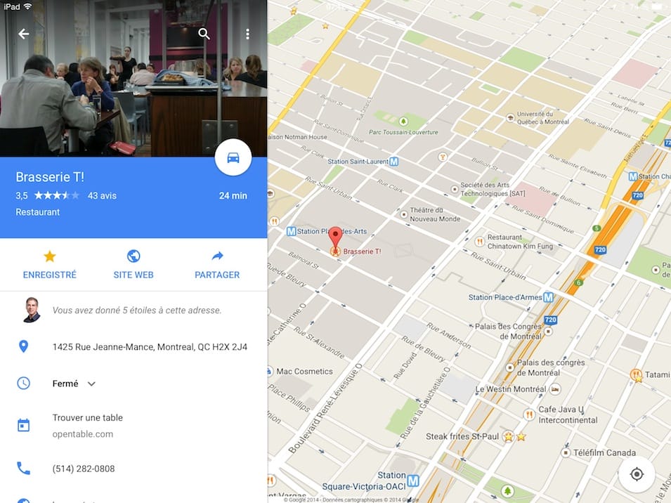fiche commerce local sur google maps mobile android ios Google Maps ios android bannière sur les pages locales