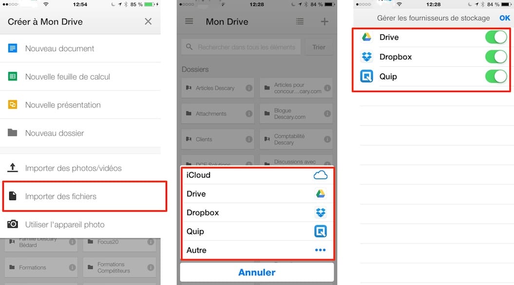 Google Drive pour iPhone et iPad : importez des fichiers provenant de Dropbox et iCloud