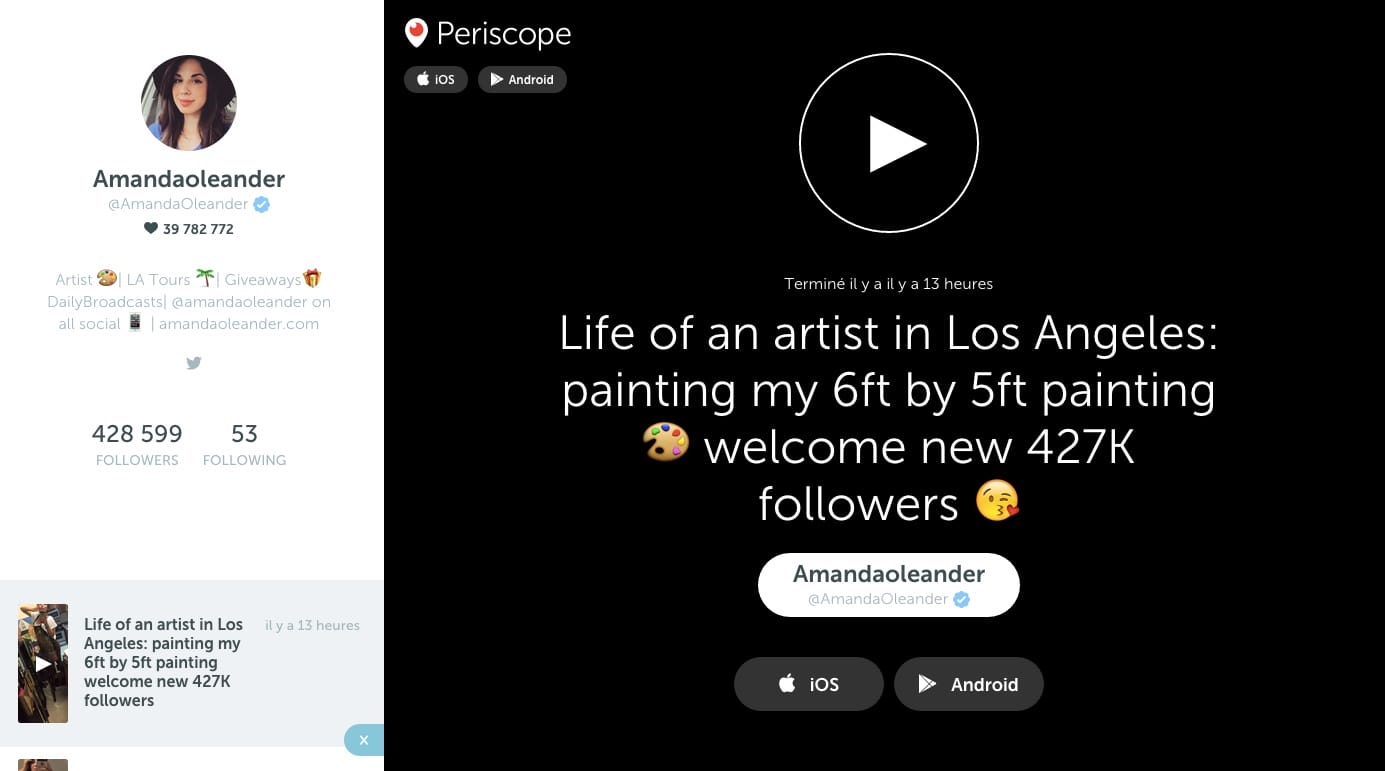 L'affichage du profil s'adapte en fonction des diffusions de l'utilisateur