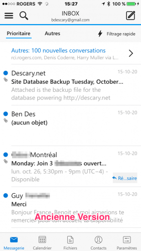 outlook iphone ancienne version