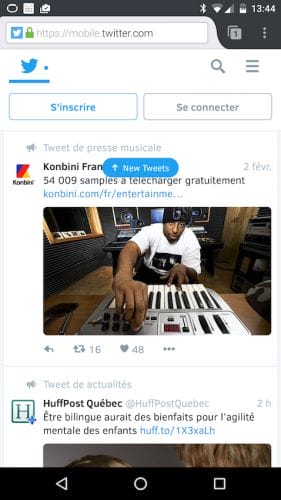 page accueil twitter mobile 2