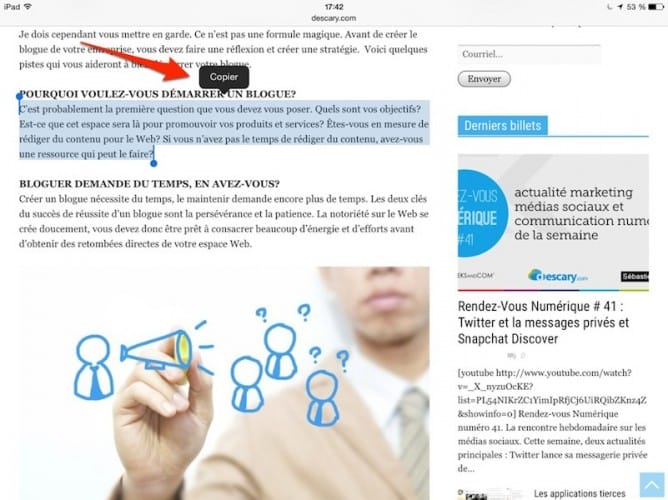 ipad comment utiliser la fonction copier-coller