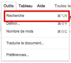 google-documents-volet-de-recherche-menu