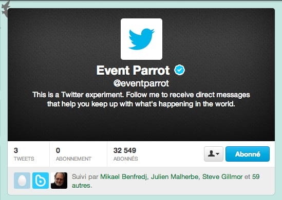 event-parrot-twitter alertes informations