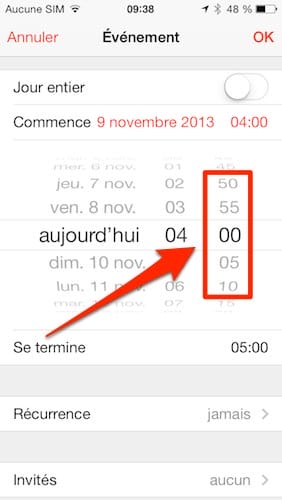 calendrier iphone ios 7