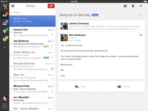 gmail ipad nouveau message
