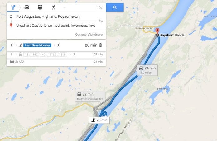 le monstre du Loch Ness sur Google Maps