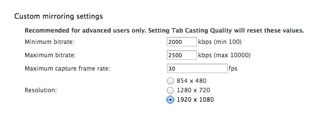 chromecast full HD 1080P sur Google Chrome