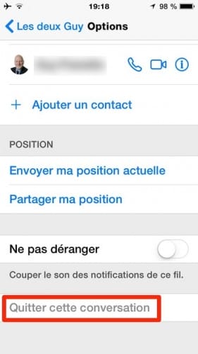 ios8 messages quitter la conversation