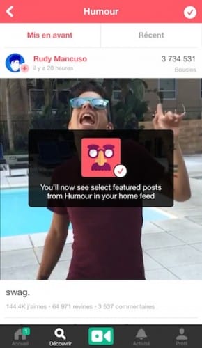 vine abonnement aux categories chaines