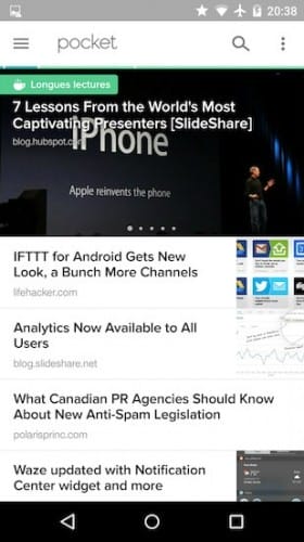 android pocket application de veille