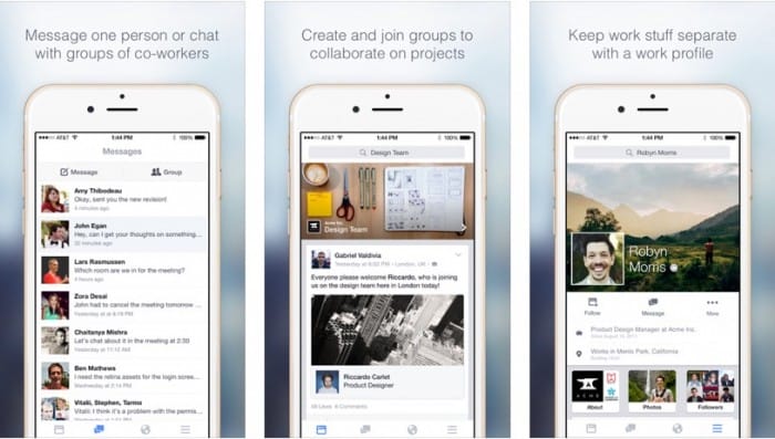 facebook at work mobile ios android
