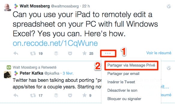 Comment partager un tweet public dans un message de groupe