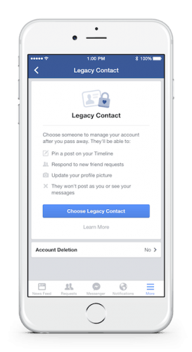 Facebook choisir un Legacy Contact