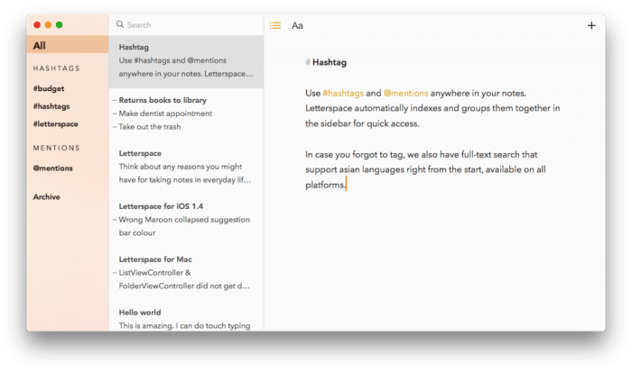 applications letterspace bloc-notes iphone ipad