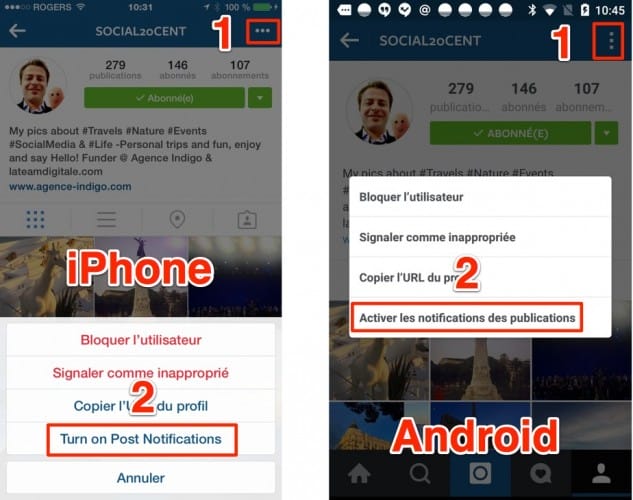 Instagram activez les notifications des publications