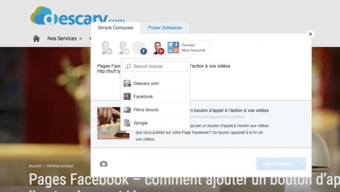 Pinterest planifier vos publications en utilisant Buffer