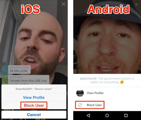 comment bloquer un utilisateur periscope