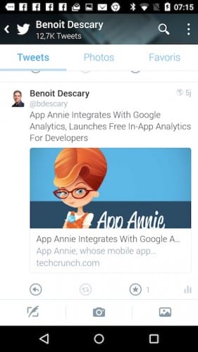 twitter le contenu des liens URL apparaît sur la timeline