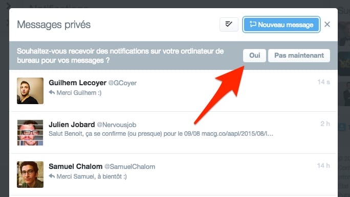 activez les notificaitons web de twitter