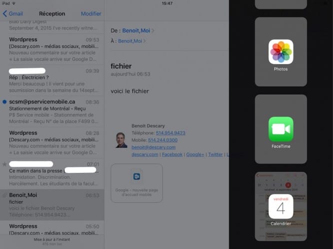 Affichez votre calendrier sans dans Mail ios 9