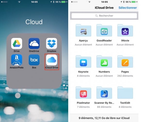 Affichez l'application iCloud Drive