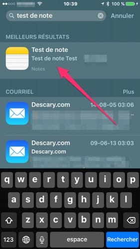 Rechercher une note ios 9 iphone ipad