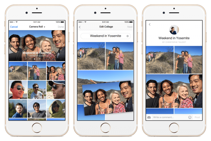 facebook collage photo et vidép