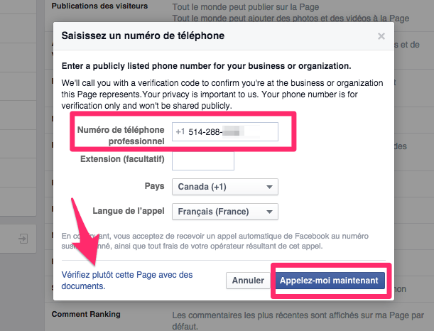comment valider page facebook