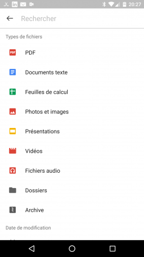 google drive recherche android
