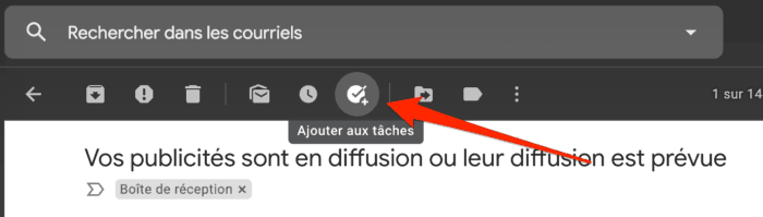 Gmail transformez un courriel en une tâche