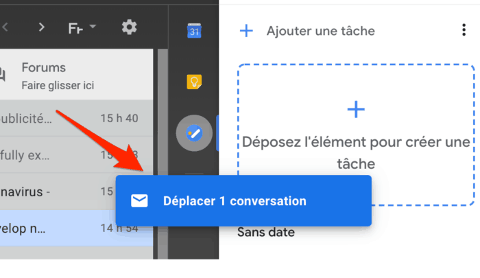 Gmail transformez un courriel en une tâche